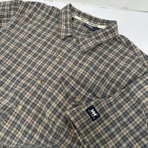 Helly Hansen Tan‎ & Black Plaid Short Sleeved 100% Cotton Shirt Size Large